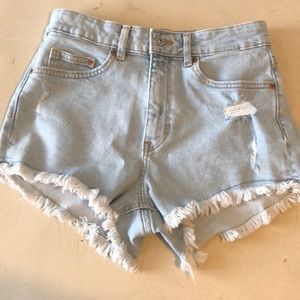 Light blue jean shorts